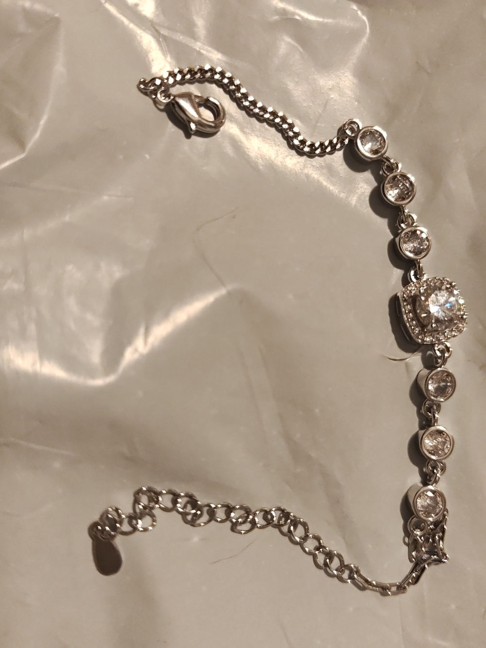 GIA Certified Moissanite Sterling Silver  Tone Crystal Halo Bracelet